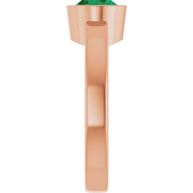 14K Gold Oval Lab-Grown Emerald Bezel-Set Solitaire Ring – 8x6mm - Rose Gold - view 4