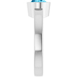 14K Gold Oval Natural Aquamarine Bezel-Set Solitaire Ring – 8x6mm - White Gold - view 4