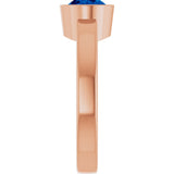 14K Gold Oval Lab-Grown Blue Sapphire Bezel-Set Solitaire Ring – 8x6mm - Rose Gold - view 4