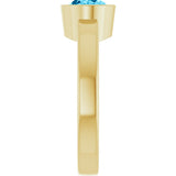 14K Gold Oval Natural Aquamarine Bezel-Set Solitaire Ring – 8x6mm - Yellow Gold - view 4