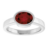 Platinum Oval Natural Mozambique Garnet Bezel-Set Solitaire Ring – 8x6mm - view 3
