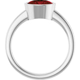 14K Gold Oval Natural Mozambique Garnet Bezel-Set Solitaire Ring – 8x6mm - White Gold - view 2