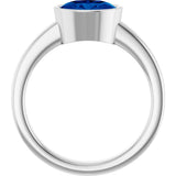 Platinum Oval Lab-Grown Blue Sapphire Bezel-Set Solitaire Ring – 8x6mm - view 2