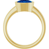 14K Gold Oval Lab-Grown Blue Sapphire Bezel-Set Solitaire Ring – 8x6mm - Yellow Gold - view 2