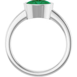 Platinum Oval Lab-Grown Emerald Bezel-Set Solitaire Ring – 8x6mm - view 2