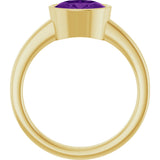 14K Gold Oval Natural Amethyst Bezel-Set Solitaire Ring – 8x6mm - Yellow Gold - view 2