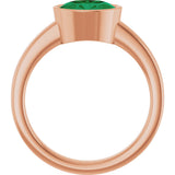 14K Gold Oval Lab-Grown Emerald Bezel-Set Solitaire Ring – 8x6mm - Rose Gold - view 2