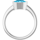 Platinum Oval Natural Aquamarine Bezel-Set Solitaire Ring – 8x6mm - view 2