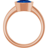 14K Gold Oval Lab-Grown Blue Sapphire Bezel-Set Solitaire Ring – 8x6mm - Rose Gold - view 2