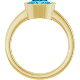 14K Gold Oval Natural Aquamarine Bezel-Set Solitaire Ring – 8x6mm - Yellow Gold - view 2