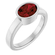 Platinum Oval Natural Mozambique Garnet Bezel-Set Solitaire Ring – 8x6mm
