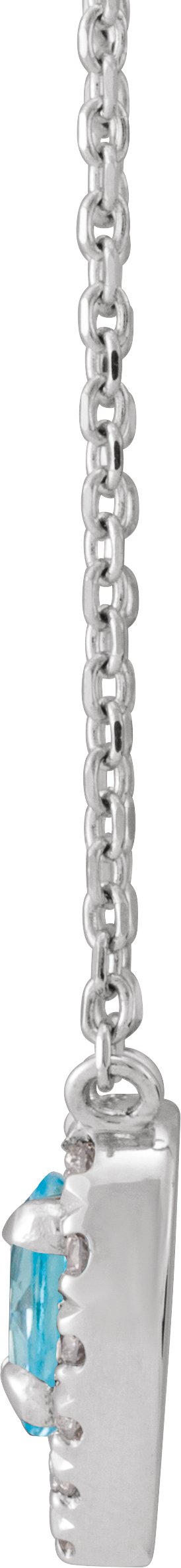 Platinum Heart Natural London Blue Topaz & Natural Diamond French-Set Solitaire Necklace - view 2