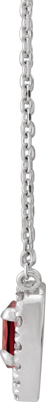 Platinum Heart Natural Mozambique Garnet & Natural Diamond French-Set Solitaire Necklace - view 2