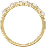 14K Gold Round Natural Rainbow Moonstone & Natural Diamond Accented Cabochon Ring - Yellow Gold - view 2