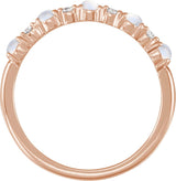14K Gold Round Natural Rainbow Moonstone & Natural Diamond Accented Cabochon Ring - Rose Gold - view 2