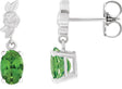 Platinum Oval Natural Green Tourmaline Floral Earrings