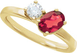 14K Gold Oval Lab-Grown Ruby & Lab-Grown Diamond Accented Ring - Yellow Gold - view 3