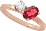 14K Gold Oval Lab-Grown Ruby & Lab-Grown Diamond Accented Ring - Rose Gold - view 3