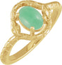 14K Gold Oval Natural Green Chrysoprase Cabochon Snake Ring - Yellow Gold