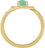 14K Gold Oval Natural Green Chrysoprase Cabochon Snake Ring - Yellow Gold - view 2