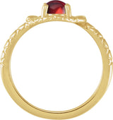 14K Gold Oval Natural Mozambique Garnet Cabochon Snake Ring - Yellow Gold - view 2
