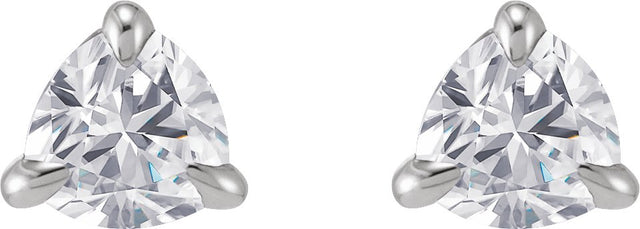 14K Gold Lab-Grown Moissanite Trillion 3-Prong Claw Earrings - Yellow Gold - view 2