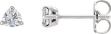Platinum Lab-Grown Moissanite Trillion 3-Prong Claw Earrings