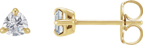 14K Gold Lab-Grown Moissanite Trillion 3-Prong Claw Earrings - Yellow Gold