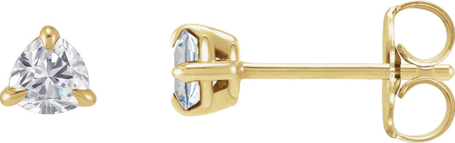 14K Gold Lab-Grown Moissanite Trillion 3-Prong Claw Earrings - Yellow Gold