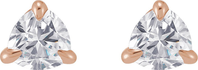 14K Gold Lab-Grown Moissanite Trillion 3-Prong Claw Earrings - Rose Gold - view 2