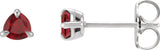Platinum Natural Ruby Trillion 3-Prong Claw Earrings