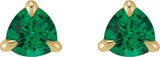 14K Gold Natural Emerald Trillion 3-Prong Claw Earrings - Yellow Gold - view 2