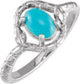 Platinum Oval Natural Turquoise Cabochon Snake Ring