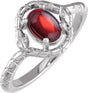 14K Gold Oval Natural Mozambique Garnet Cabochon Snake Ring - White Gold