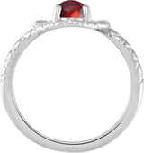Platinum Oval Natural Mozambique Garnet Cabochon Snake Ring - view 2