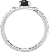14K Gold Oval Natural Black Onyx Cabochon Snake Ring - White Gold - view 2