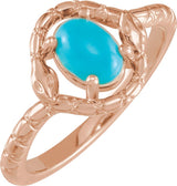 14K Gold Oval Natural Turquoise Cabochon Snake Ring - Rose Gold