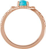 14K Gold Oval Natural Turquoise Cabochon Snake Ring - Rose Gold - view 2