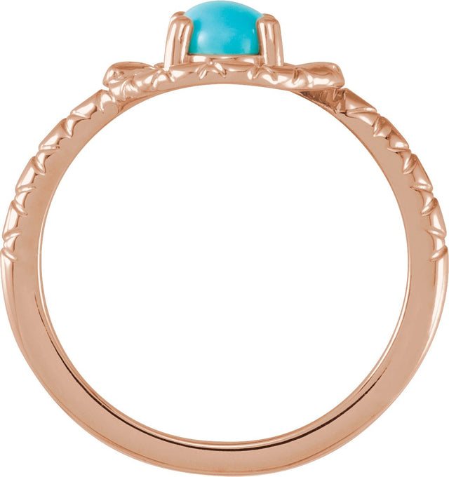 14K Gold Oval Natural Turquoise Cabochon Snake Ring - Rose Gold - view 2