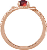 14K Gold Oval Natural Mozambique Garnet Cabochon Snake Ring - Rose Gold - view 2