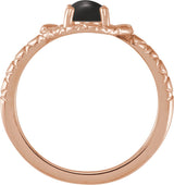 14K Gold Oval Natural Black Onyx Cabochon Snake Ring - Rose Gold - view 2