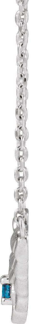 Platinum Round Natural London Blue Topaz Floral Necklace - view 2