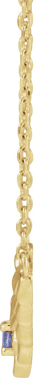 14K Gold Round Natural Tanzanite Floral Necklace - Yellow Gold - view 2