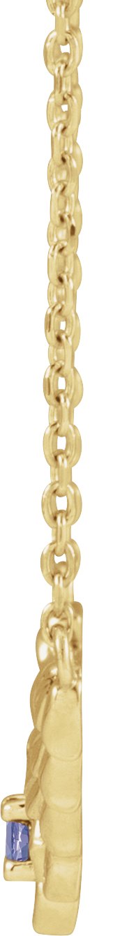 14K Gold Round Natural Tanzanite Floral Necklace - Yellow Gold - view 2