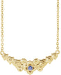 14K Gold Round Natural Tanzanite Floral Necklace - Yellow Gold