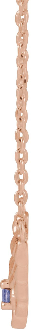 14K Gold Round Natural Tanzanite Floral Necklace - Rose Gold - view 2