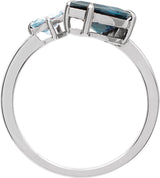 14K Gold Pear Natural London Blue Topaz & Natural Sky Blue Topaz Negative Space Ring - White Gold - view 2