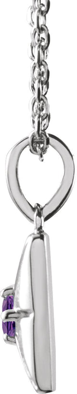 14K Gold Round Natural Amethyst Accented Necklace or Pendant - White Gold - view 5