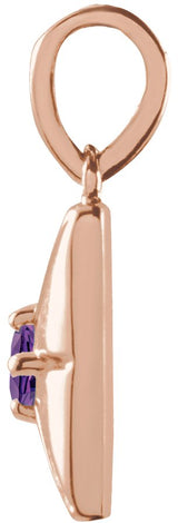 14K Gold Round Natural Amethyst Accented Necklace or Pendant - Rose Gold - view 5