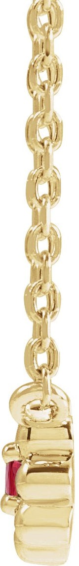 14K Gold Round Natural Ruby Accented Beaded Necklace - Yellow Gold - view 4